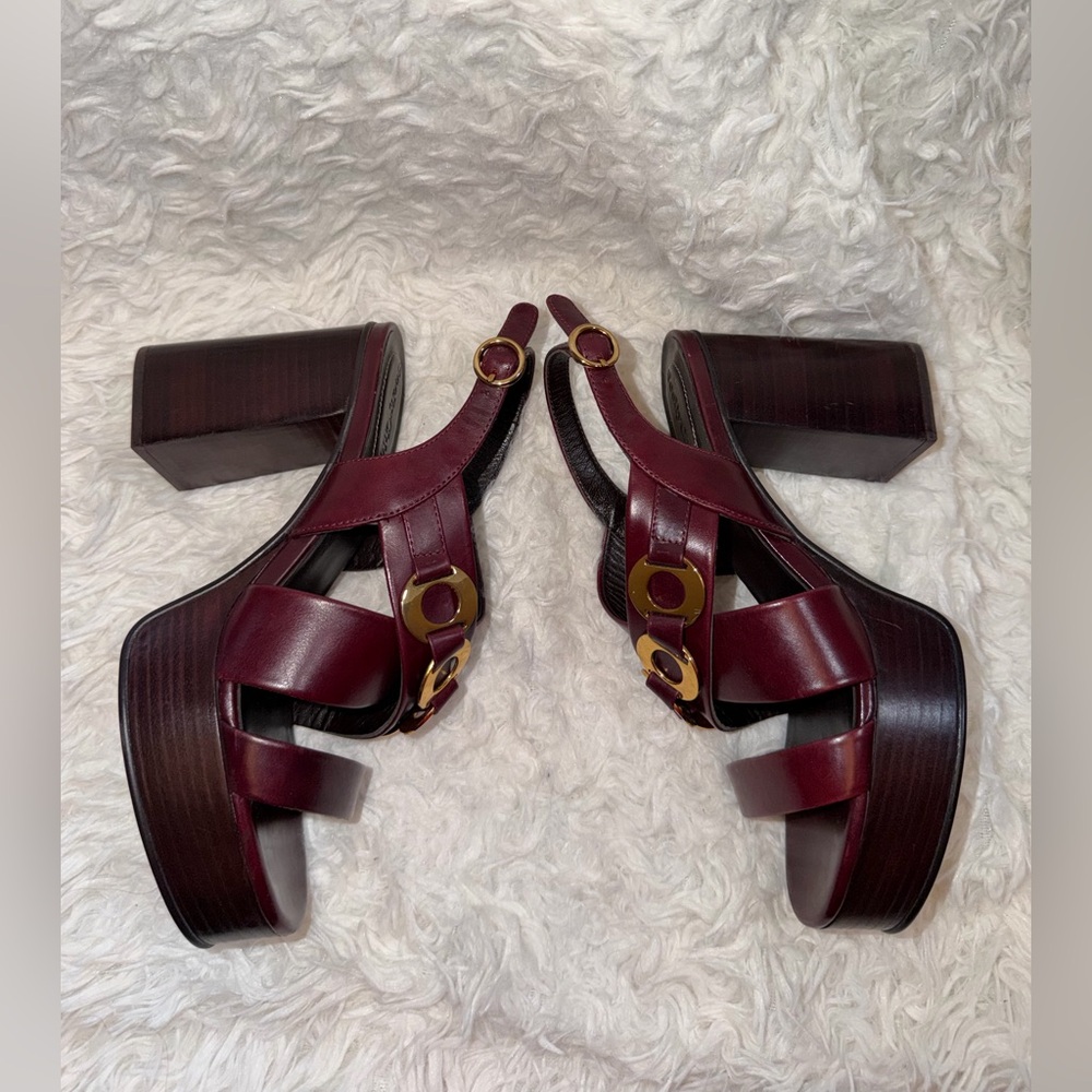 SEE BY CHLOÉ Burgundy Chain-Link Leather Platform
Sandals NWOT 38 - Picture 12 of 15